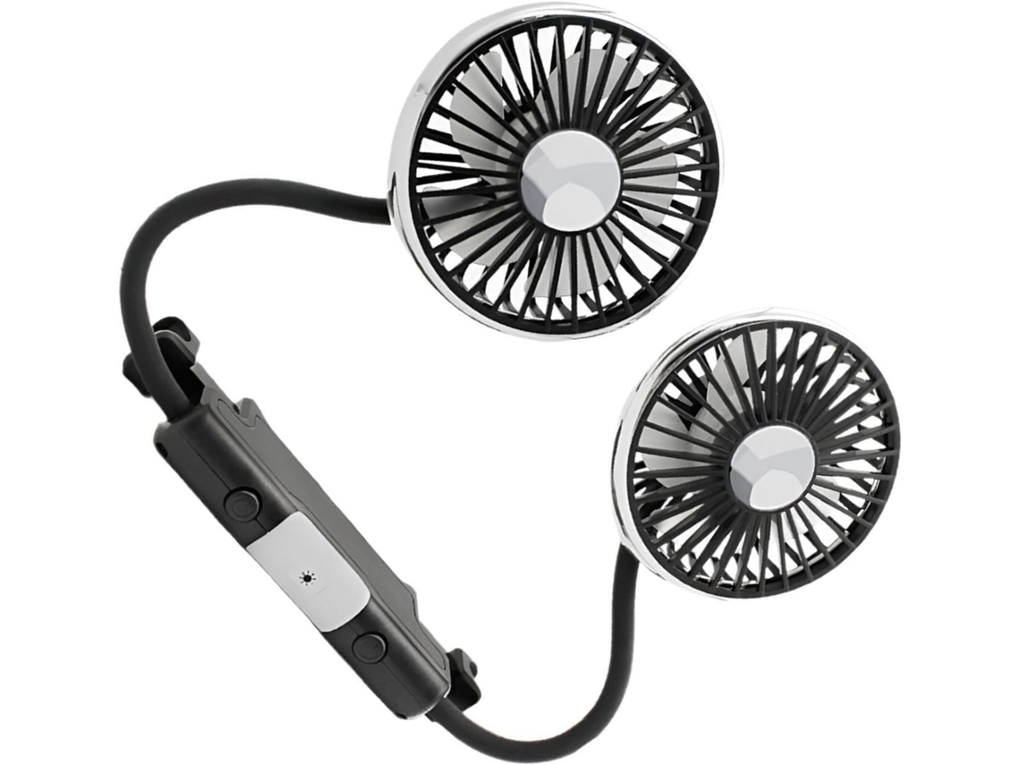 Ventilador Universal Usb Para Carro Com Duas Cabeças, Luz, Rotação De 360° E Três Velocidades Para Uma Ventilação Ideal