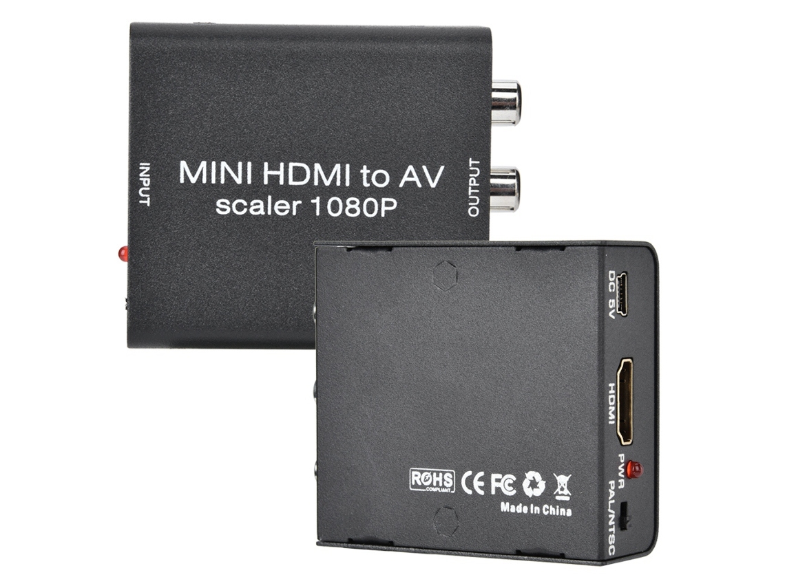 Conversor Mini Hdmi Para Av (conversão De Áudio E Vídeo, Saída Hd 1080p)