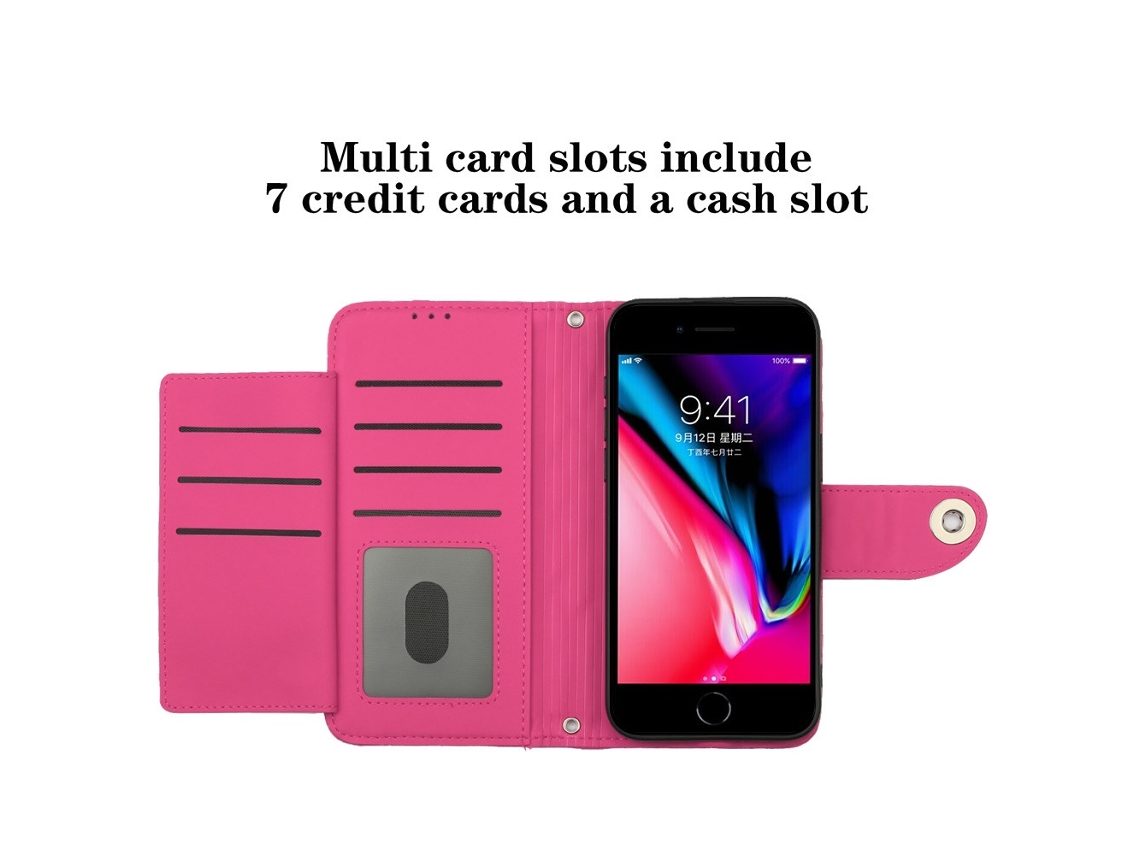 Capa Em Couro Pu Com Suporte Para Apple Iphone 7 / 8 / Se (2020) / Se (2022) - Rosa