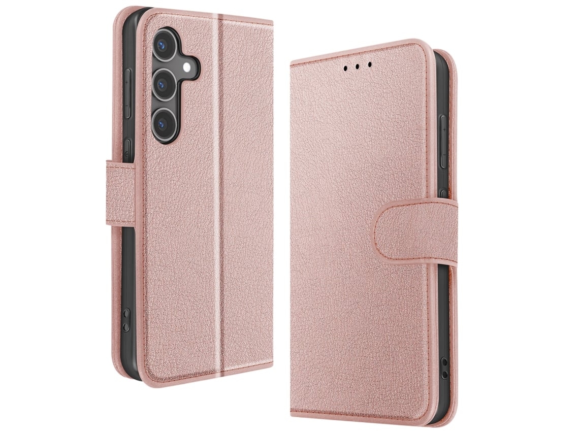 Capa Fólio Para Samsung Galaxy S24 Plus Ushion Pele Dourado .
