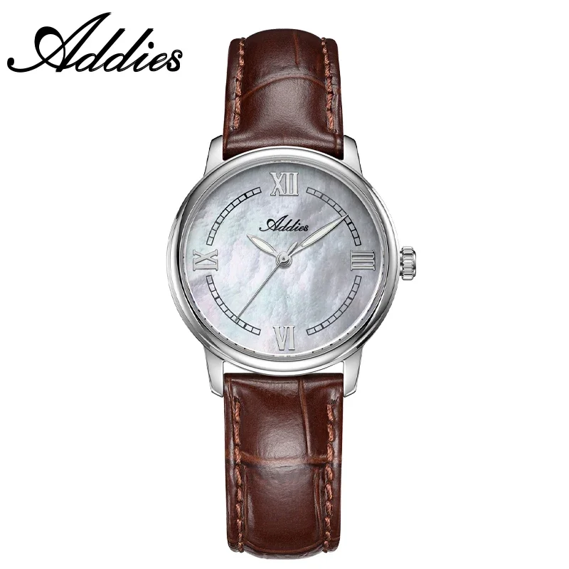 Relógio Feminino De Quartzo Com Cristal De Safira De 31 Mm, Pulseira De Couro Genuíno E Resistência À Água De 50 M (prateado).