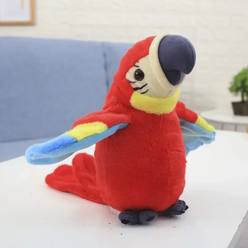 Arara de Pelúcia Falante Que Repete Suas Palavras e Possui Gravação Eletrônica. MDUG (20cm)