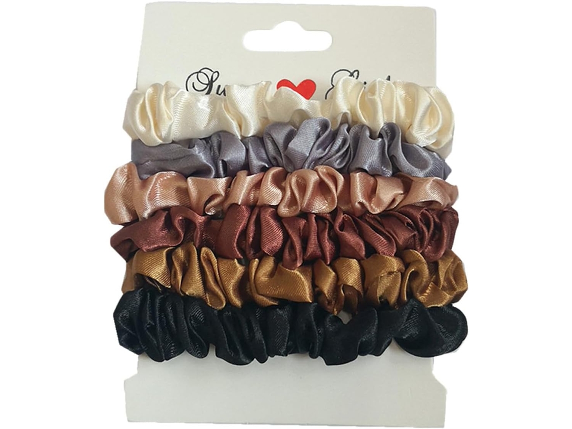 Conjunto de 12 elásticos de cabelo Cetim em seda maciça para mulheres e meninas, tamanho pequeno.