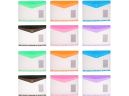 Organizador De Pastas Coloridas A4 Com 12-bolsos E 11-furos, Em Pp Resistente, Ideal Escritório E Escola