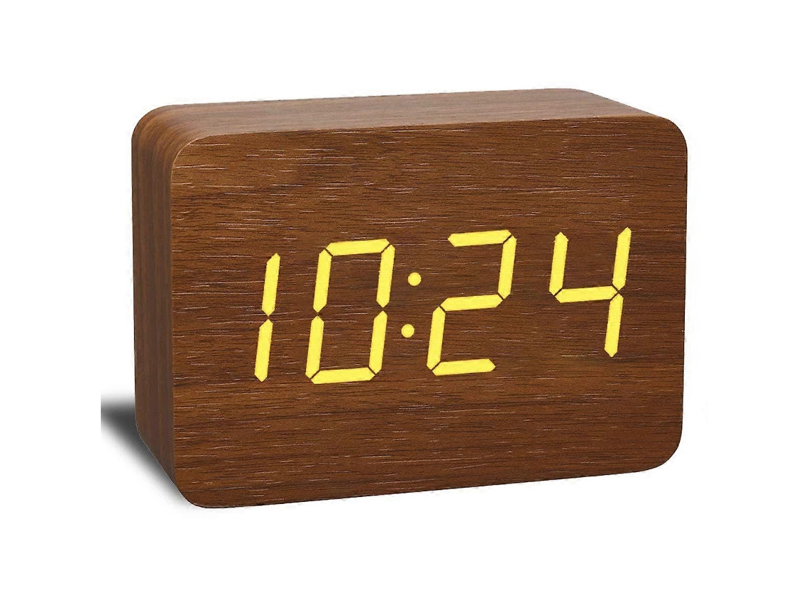 Despertador Digital Com Aparência De Madeira, Visor Eletrônico De Led, Design Moderno E Elegante. Slowmoose
