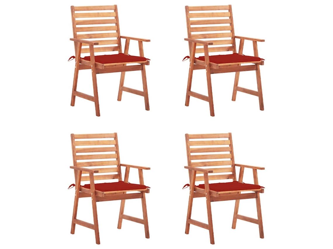 Vidaxl Cadeiras De Jantar P/ Jardim 4 Pcs C/ Almofadões Acácia Maciça