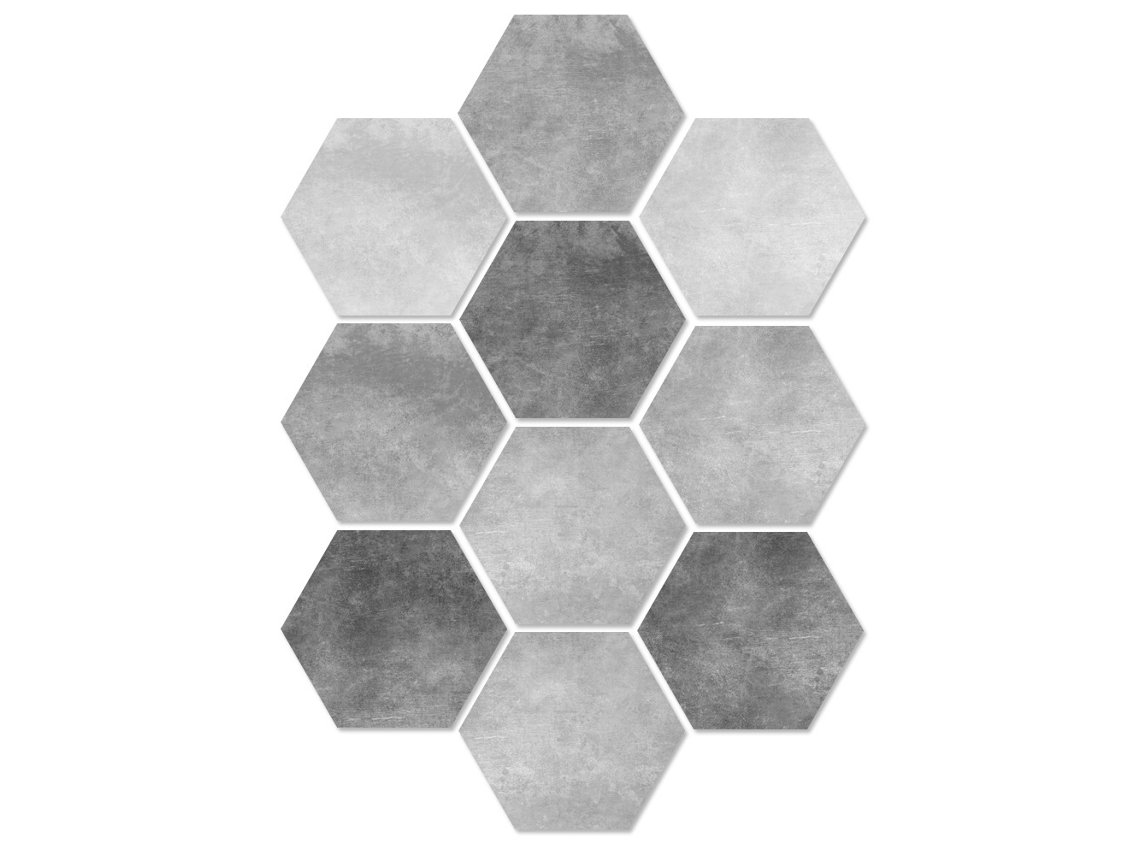 Pack de 10 adesivos hexagonais para piso de cozinha e casa, pvc durável LAXISCREED