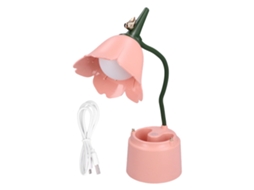 2026 lâmpada de Escritório Rosa com Flor, Mangueira Universal, 3 Níveis, Tática, Bonita para Leitura, Escritório e Mesinha de Noite
