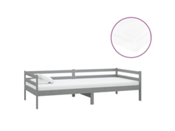 Sofá cama com Colchão 90x200 Cm Pinho Maciço Cinzento MAISON EXCLUSIVE