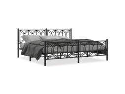 Estrutura de Cama com Cabeceira e Pés Metal Preto MAISON EXCLUSIVE 193x203 cm