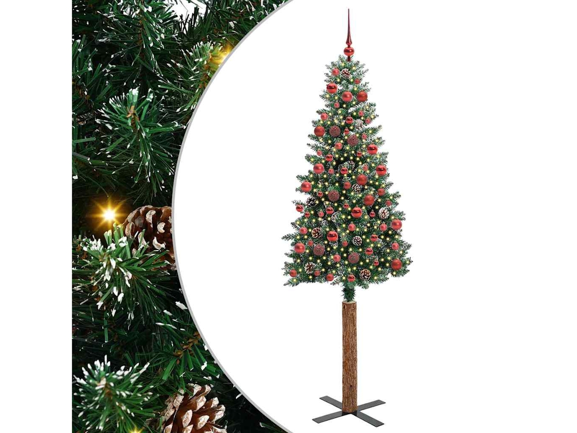 Vidaxl Árvore De Natal Slim Com 300 Leds Com Suporte Verde 180 Cm