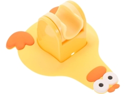 Suporte ajustável para chuveiro de mão com design animado e fixação adesiva na parede, feito de plástico resistente.