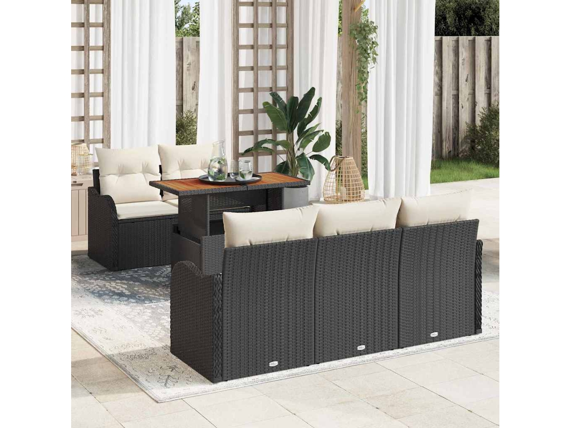 Vidaxl Conjunto De Sofá De Jardim 6 Unid. Preto Rattan Sintético