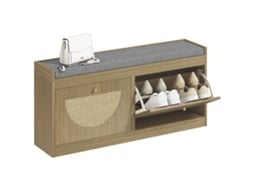 Banco Sapateira Melamina de Madeira Cor Madeira Natural 104.5x24x48 cm Homcom