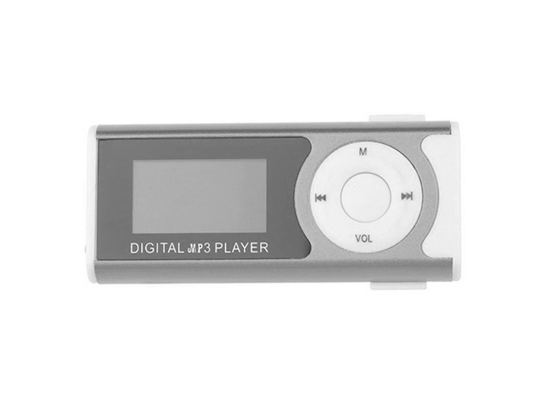 Portátil Mini Mp3 Player de Música Metal Mp3 Player com Tela Lcd Led Luz Suporte Tf Cartão Memória Mp3/Wma Formato Áudio Preto Prata