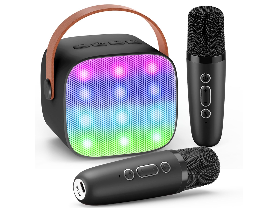 Microfone Karaokê duplo Bluetooth, portátil para crianças e adultos, presente de Natal