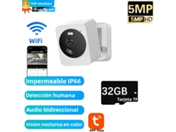 Mini Câmera Ip Inteligente Graffiti com Wi fi, 5 Mp, À Prova D'água MDUG (1 Unidade, 32 Gb)