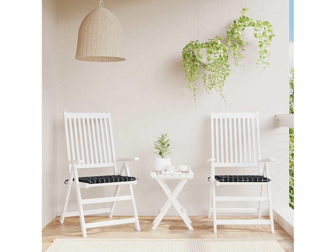 Vidaxl Almofadões P/ Cadeira 2pcs 40x40x3cm Tecido Xadrez Preto