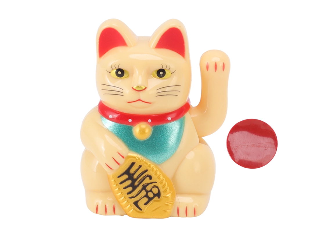 Figura Gato da Sorte LAXISCREED Luz Solar Amarela
