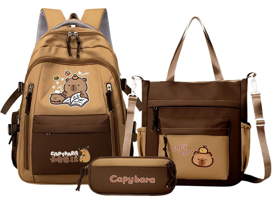 Mochila Com Estojo E Sacola, Para A Escola, Laptop Com Compartimento De Armazenamento Prático Para Estudantes