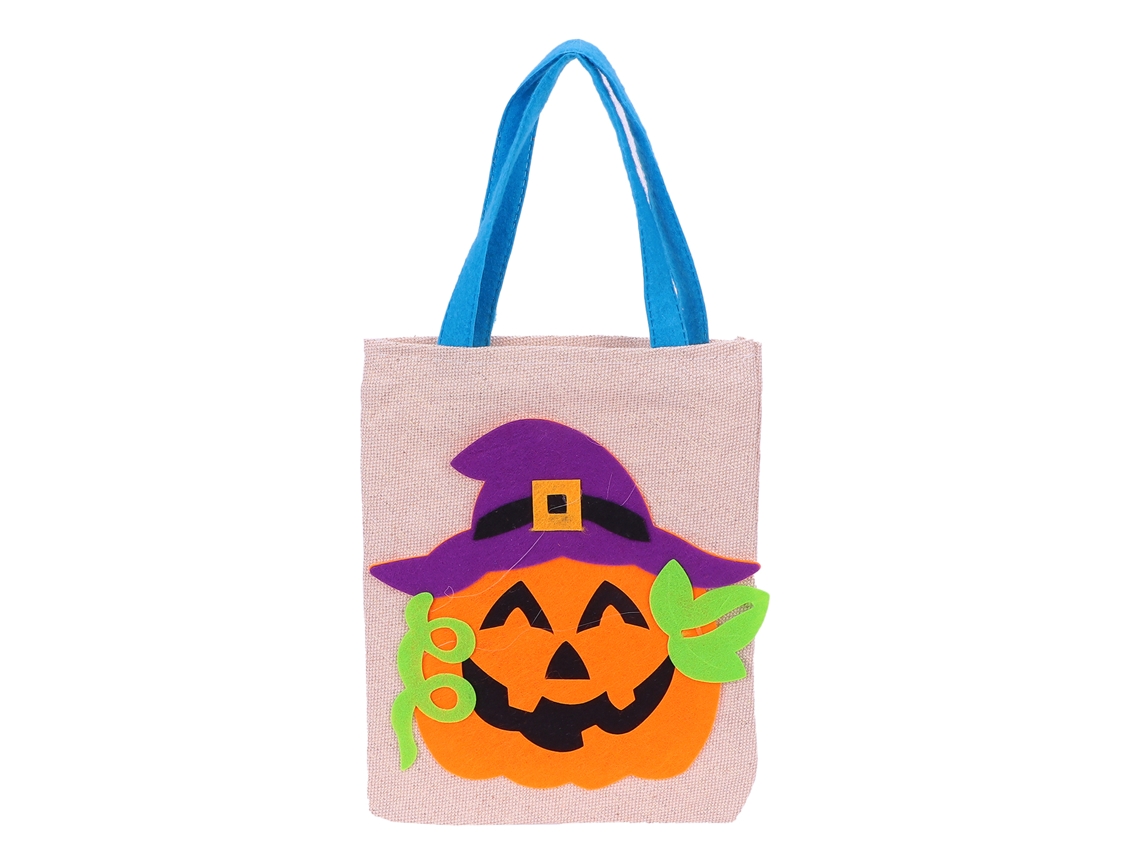 Bolsa De Linho Adorable Decorativa De Halloween Roxa Abóbora Bege