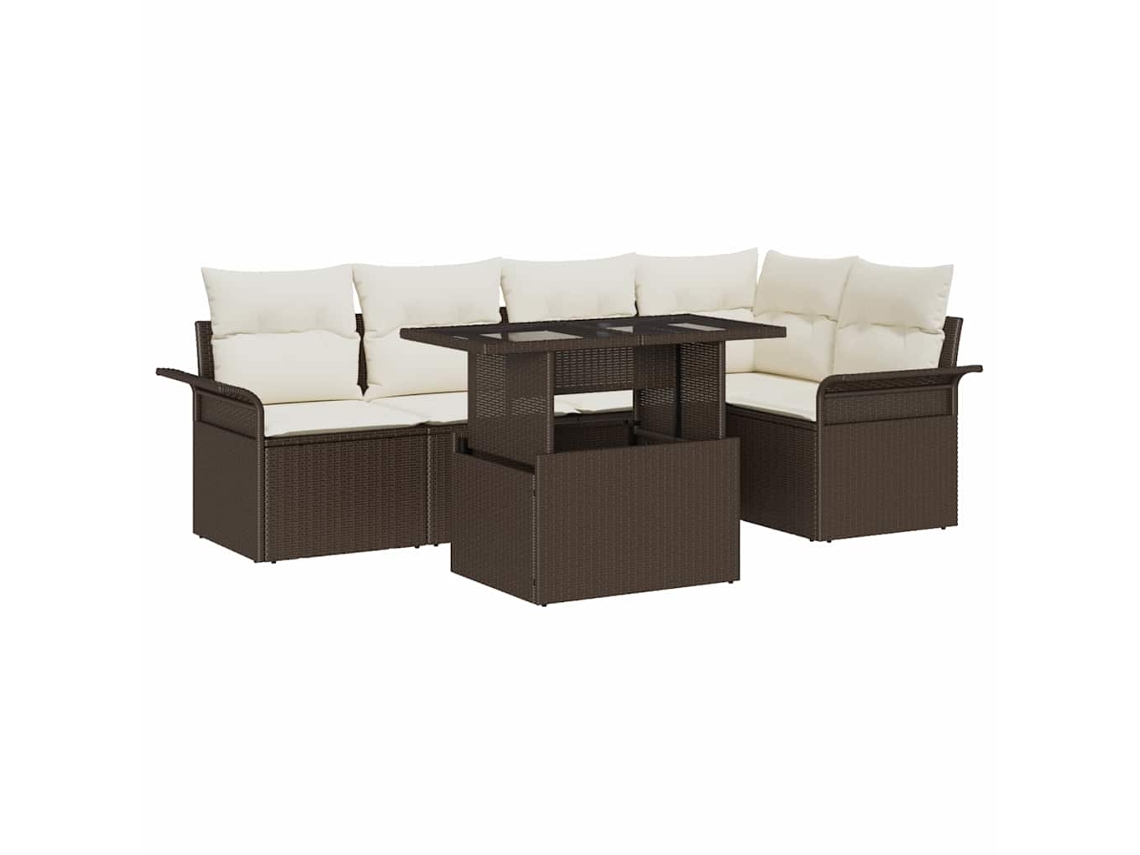 Vidaxl Conjunto De Sofá De Jardim 6 Unid. Castanho