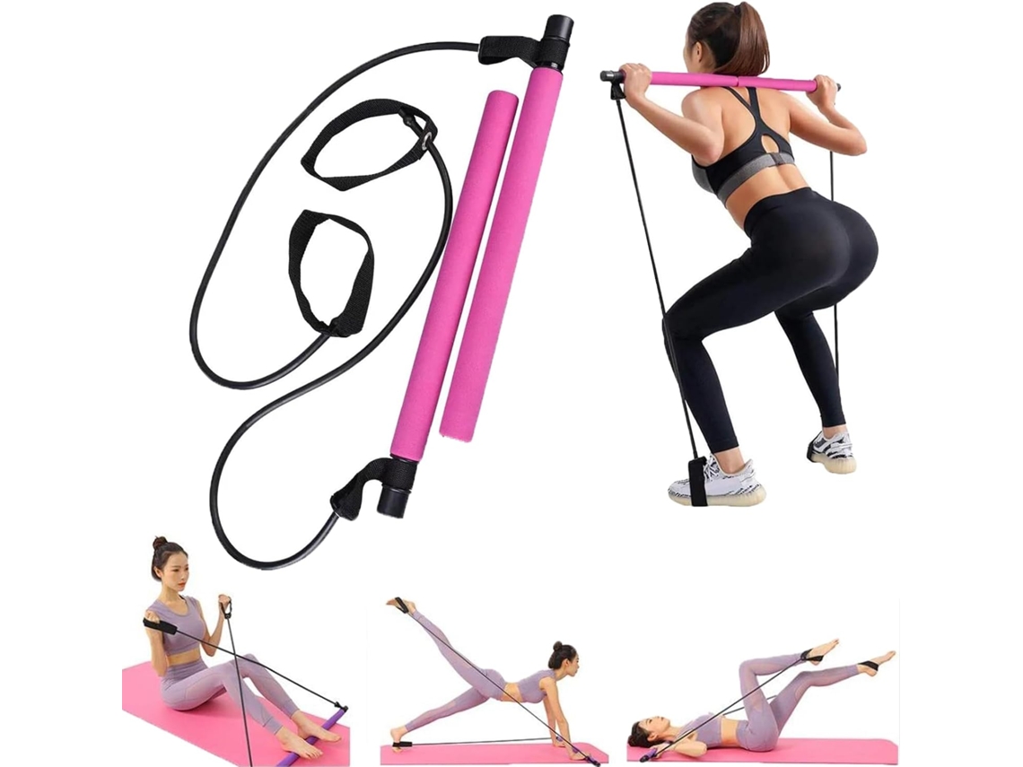 Barra de Pilates Portátil Ajustável para Ioga, Alongamento, Academia e Abdominais AQUAFORGE