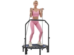 Trampolim de Fitness Ø102 Cm Dobrável com Guiador Ajustável 4 Níveis e Bandas para Treino Pernas e Corpo Azul FYNTERA EUROPA