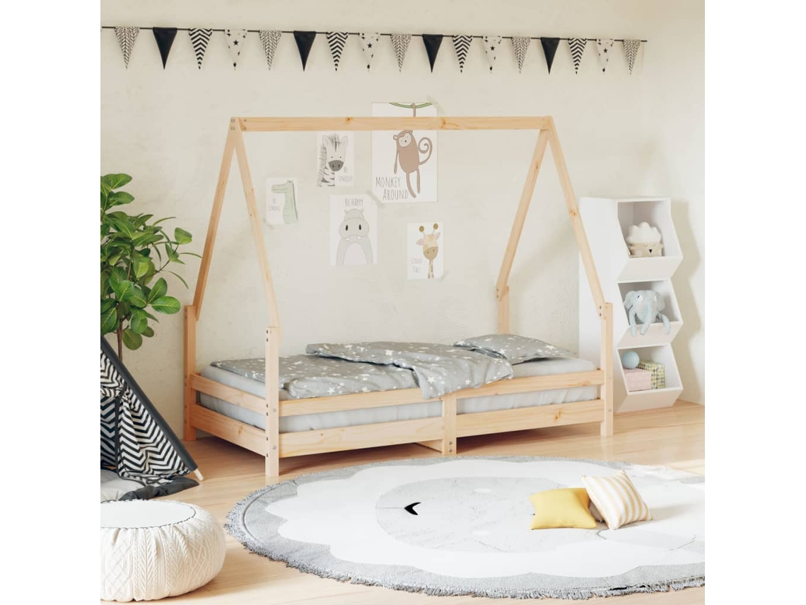 Vidaxl Estrutura De Cama Infantil 80x160 Cm Pinho Maciço