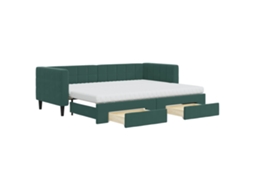 Sofá-cama com gavetão VIDAXL Verde Veludo (80x200 cm)