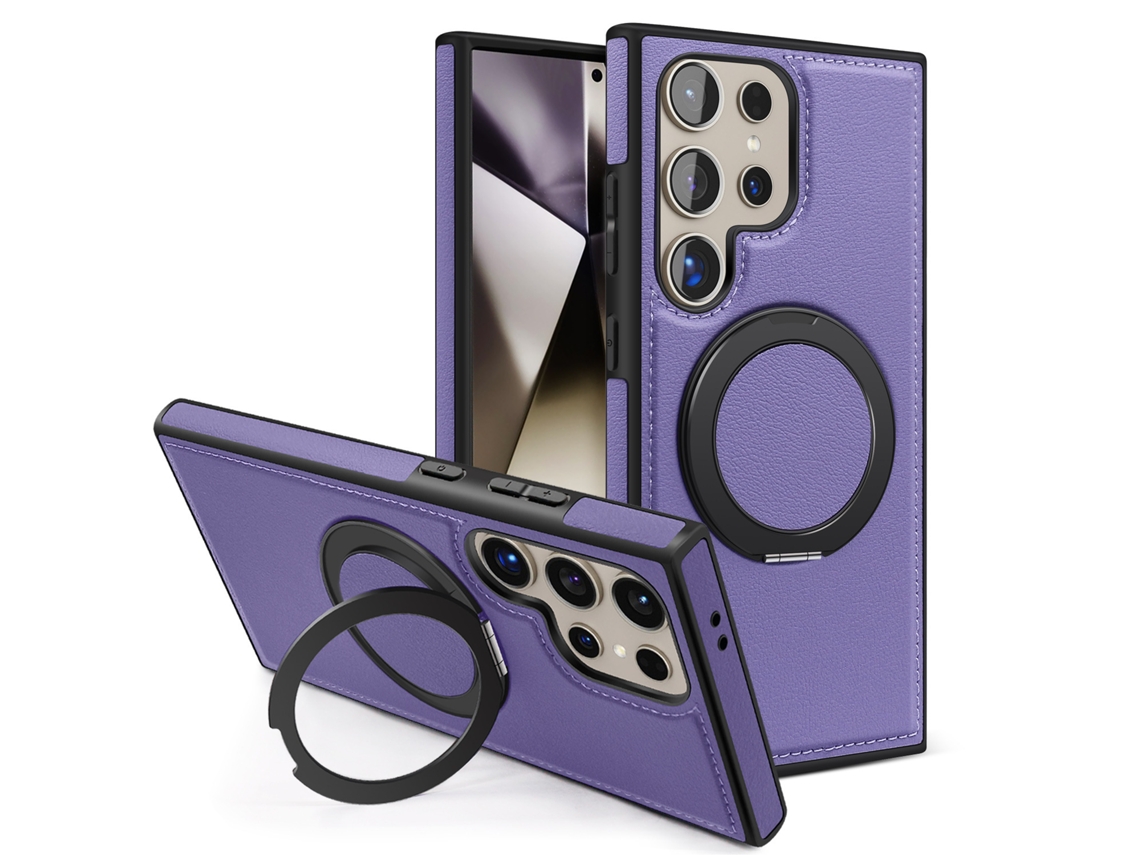 Capa Hexinyigjly Para Samsung S25ultra , Com Anel Giratório 360° Roxo