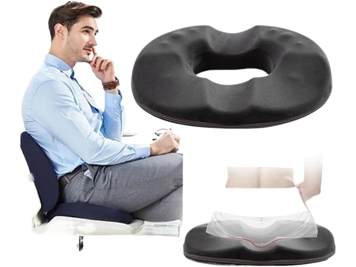 Almofada De Assento Em Formato Rosca Comfort Travesseiro Espuma Viscoelástica Para Alívio Hemorroidas Uso No Carro E