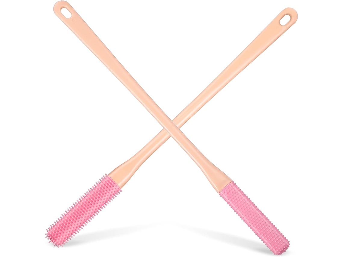Conjunto De 2 Escovas Esfoliantes Silicone Com Cabo Longo Para Limpeza Dos Pés, Suaves E Adequadas Para Uso No Banho