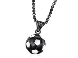 2026 colgante de Collar de Fútbol de Acero Inoxidable para Hombres, Joyería Deportiva Personalizada Hipster Kbv Negro