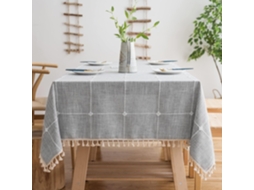 Toalha De Mesa Rústica De Treliça (55 X 70) Algodão Linho Cinza Retangular T