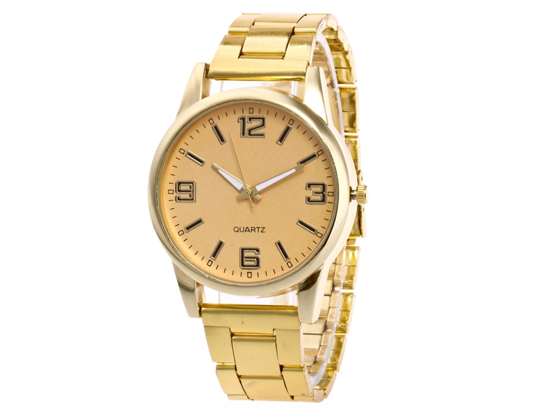 Relógio de quartzo unissex elegante e casual, presente estiloso (dourado)