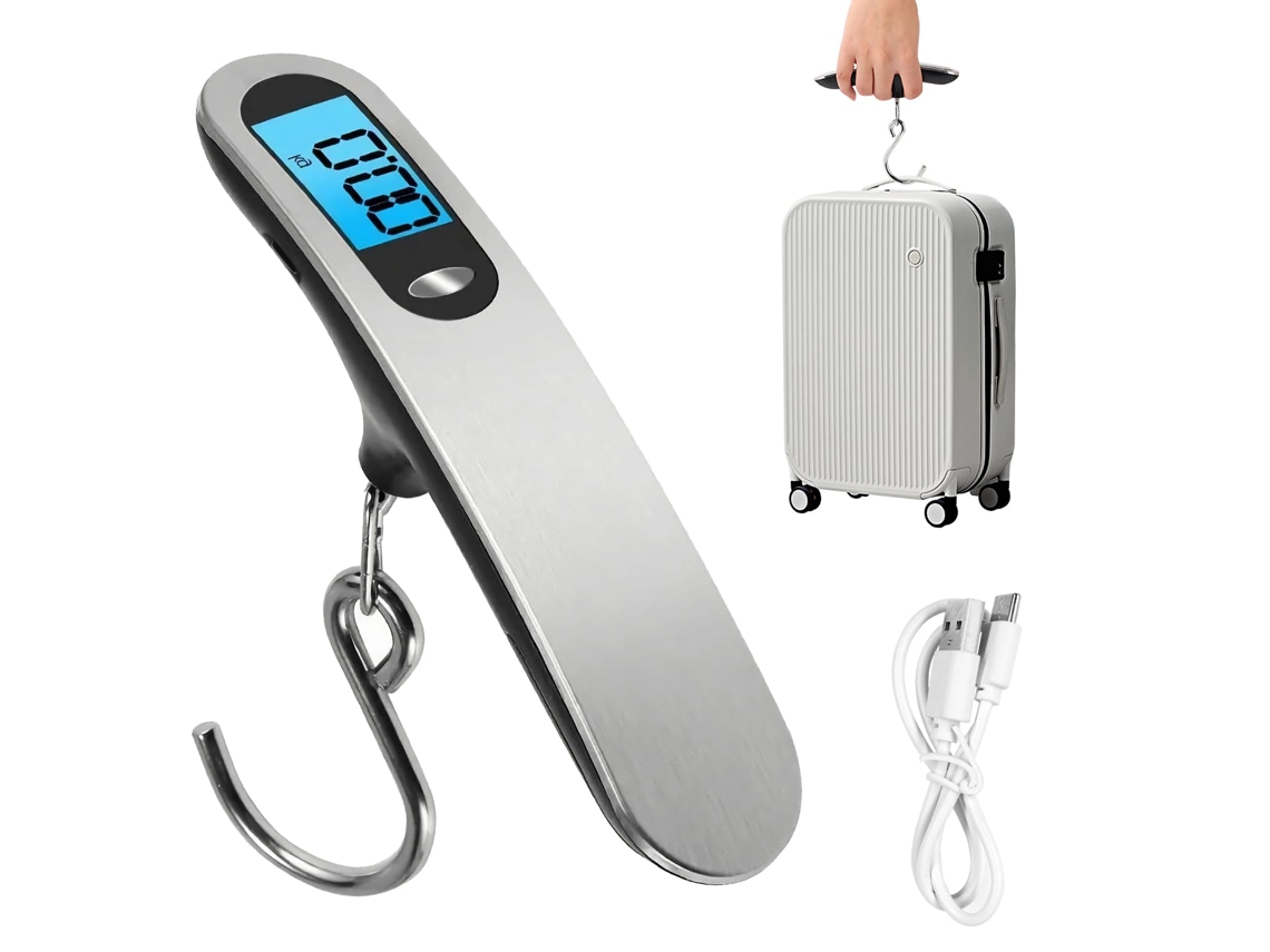 Balança Digital Portátil Para Bagagem, Capacidade 50kg, Com Gancho, Permite Verificar O Peso Antes Do Embarque, No Aeroporto Ou Em Casa