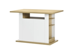 Ilha De Cozinha Para 4 Pessoas Com 4 Portas, Compartimentos Abertos E Prateleira Ajustável 110x70x75,5 Cm Carvalho E Branco