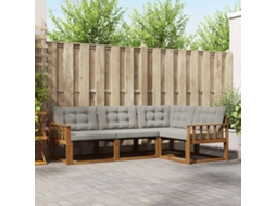 Vidaxl Conjunto De Sofás Para Exterior 4 Unid. Cinza Natural E Claro