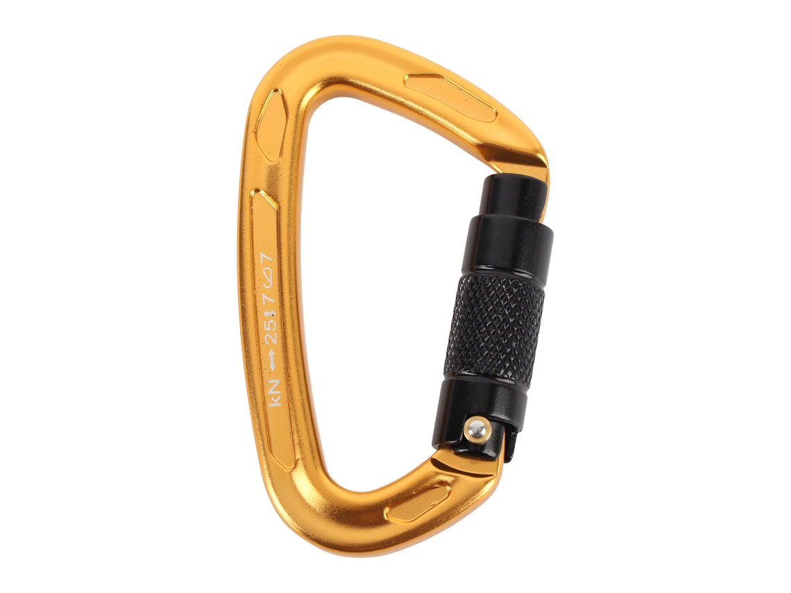 Gancho de Escalada com Trava Automática 25kn Dourado Preto