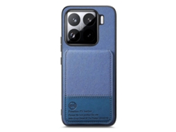 Capa Protetora De Couro Com Textura De Pano Para Xiaomi 15, Pc, Tpu, Com Bloqueio Rfid, Com Porta-cartões, Azul