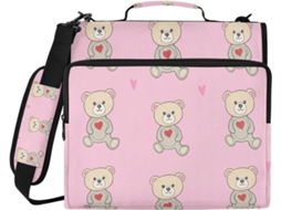 Pasta Organizadora Fofa Em Formato De Urso Rosa, Com Zíper, Compartimento Acolchoado Laptop E Feita De Poliéster