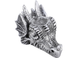 Escultura Resina Suporte Forma Cabeça Dragão Prateada Decoração Criativa Exclusiva Interiores Bola GOKOCO