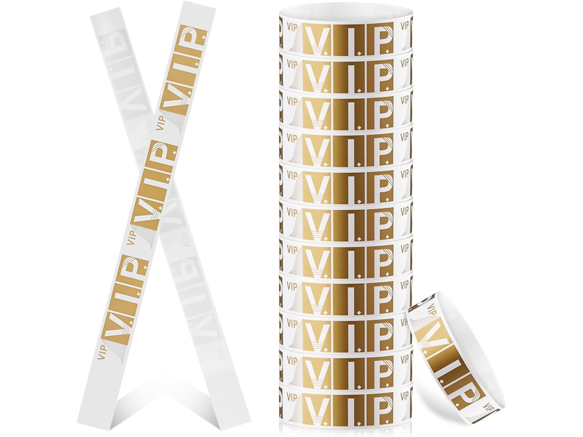 Pulseiras De Papel Sintético Dourado Lalafina 100 Para Eventos, Impressão Nítida, Ideais Para Shows, Bares E Festas
