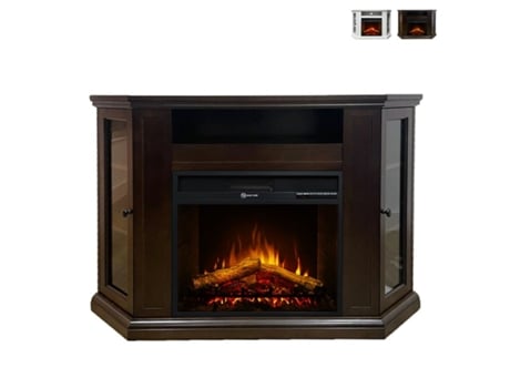 Lareira Elétrica de Canto em Madeira Branca W126 X D78 X H83 Madison DIVINA FIRE