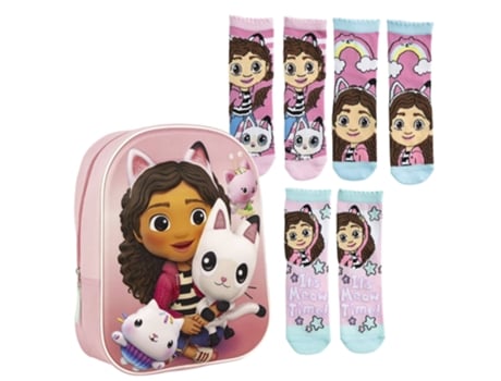 Mochila Infantil 3d Gabbys Dollhouse Pacote De 3 Meias Tamanho 27 30 Licencias Infantiles