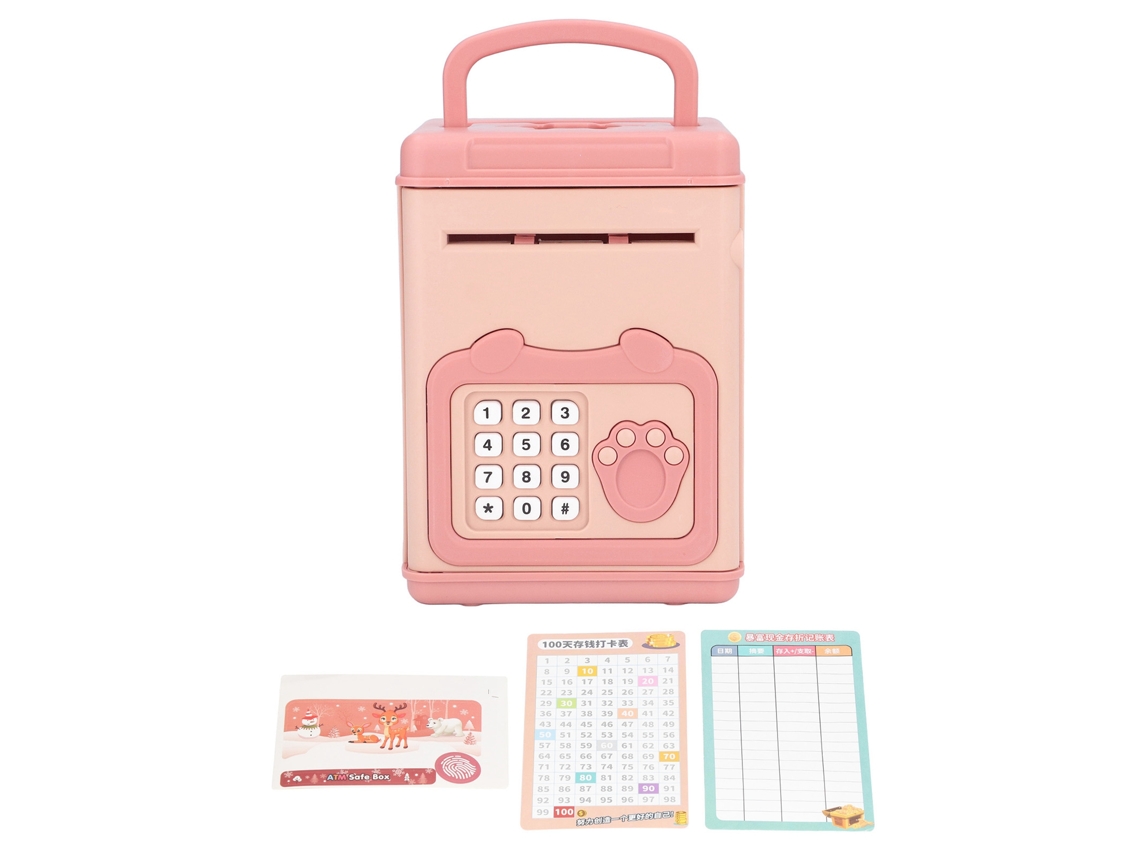 Caja Piggy Bank Electrónica Com Sensor De Impressão Digital E Senha Para Crianças, Caixa Eletrônica Interativa Com Música Rosa