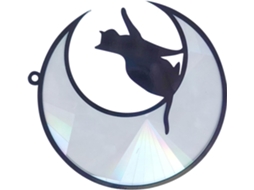 Inoomp Enfeite de Janela em Acrílico com Lua e Gato, Vitral Colorido e a Quebras, para Decorar Janelas e Salas de Estar CHABERLU