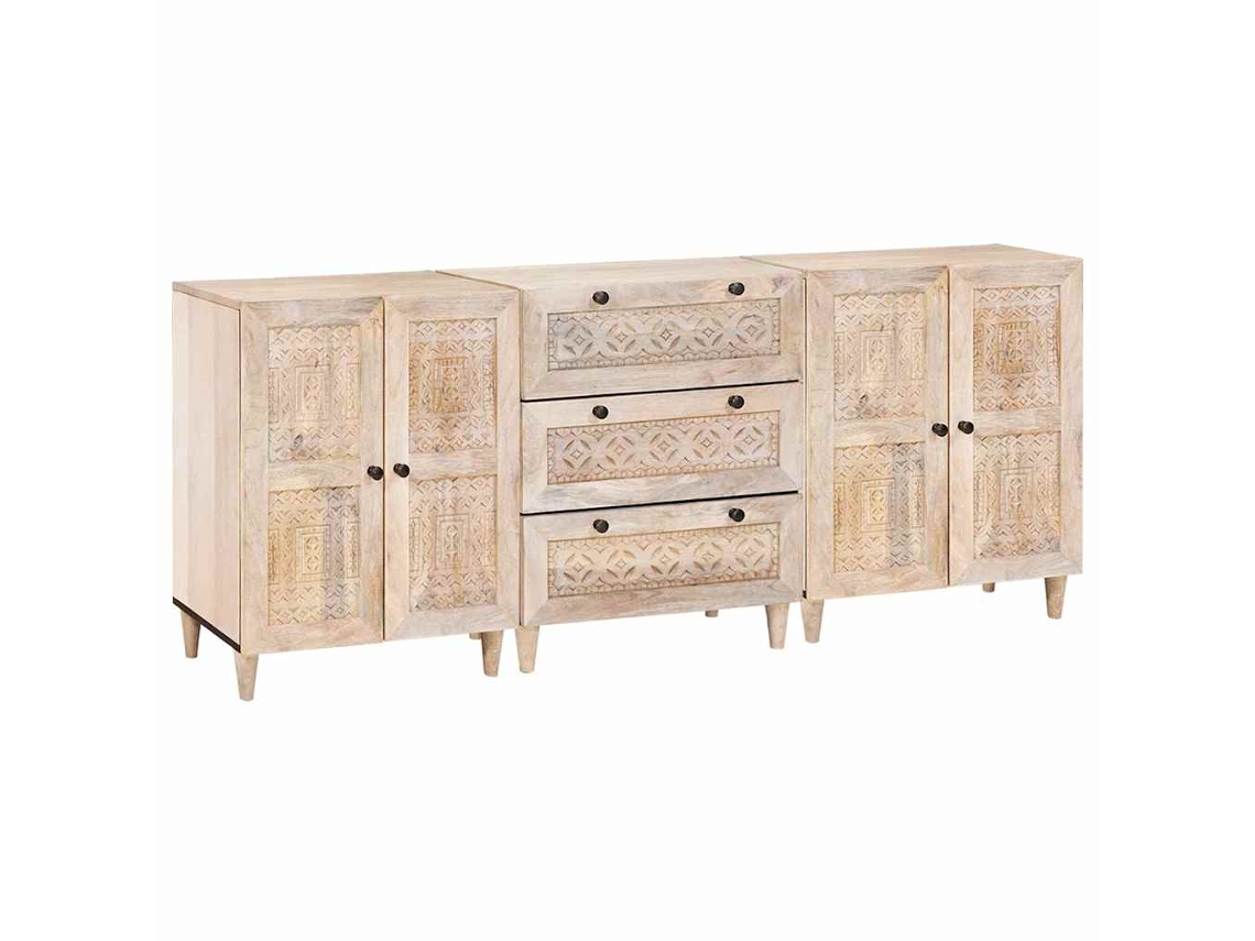 Vidaxl Buffet 3 Pcs Branco 180 X 33,5 X 75 Cm