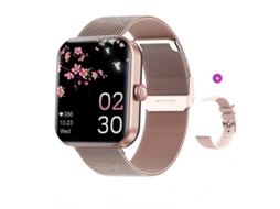 Smart Watch F57L Bluetooth Call Health Monitor Pulseira de Malha Rosa GODTVAGT